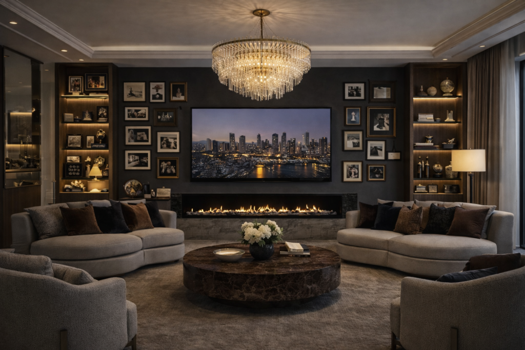 Elegant living room with city view