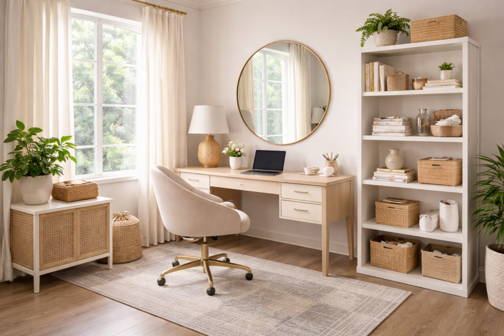 Bohemian Small Home Office Interior Design Idea