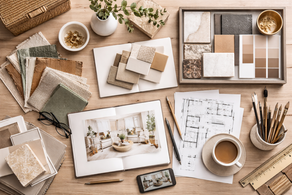 Everything you need to know about interior designers: an interior designer's desk.