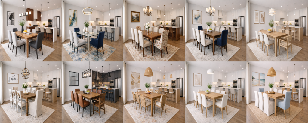A Collage of Interior Design Styles for Dining Area.