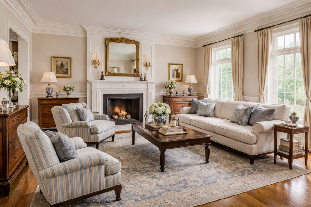 Colonial Living Room Interior Design Style