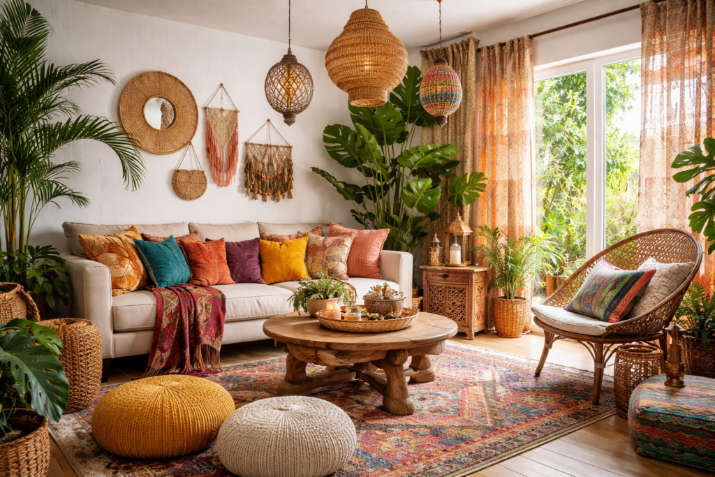 Bohemian Living Room Interior Design Style