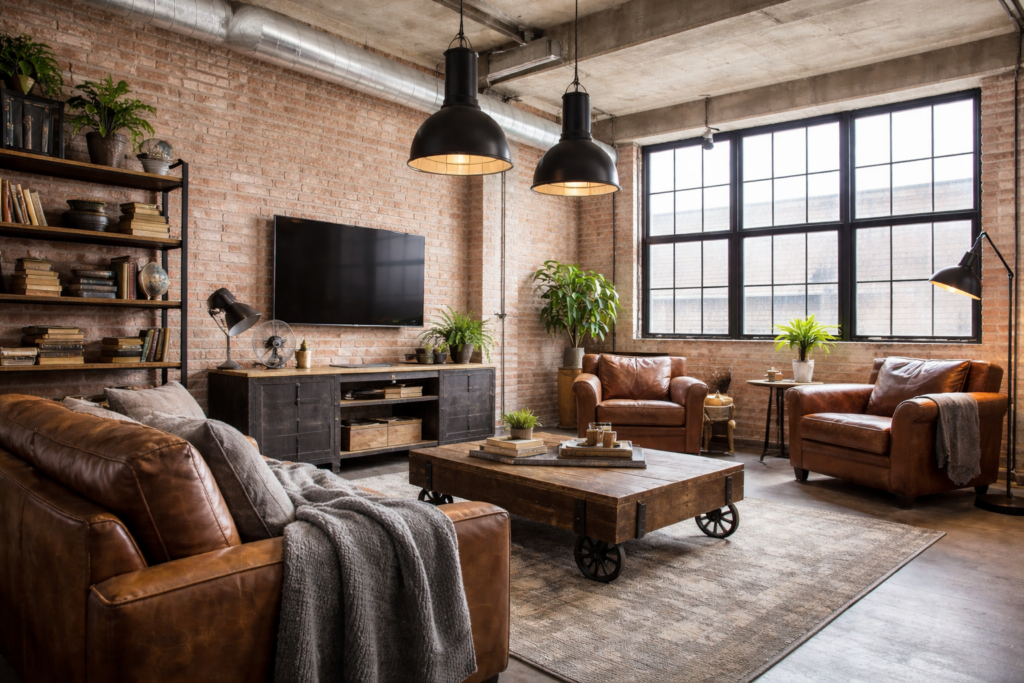 Industrial Living Room Interior Design Style