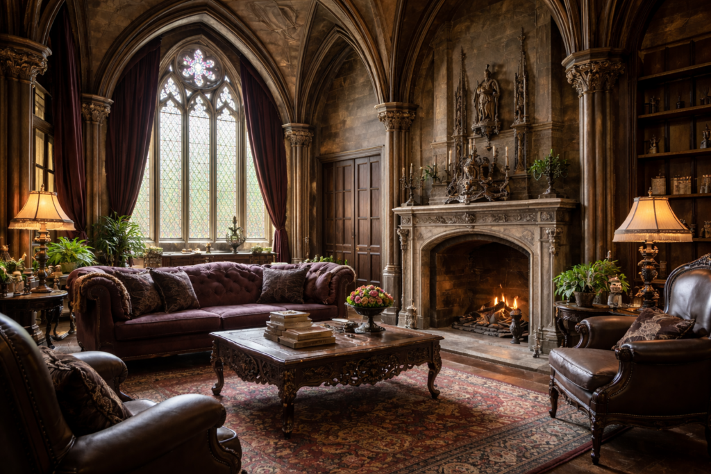 Gothic Living Room Interior Design Style